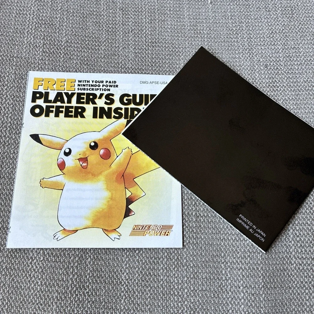 Pokémon Yellow Nintendo Power Player's Guide Offer Insert DMG-APSE-USA + Consumr
